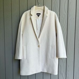 Massimo Dutti Textured Cream Coat Women’s L | Waffle Weave Minimalist Jacket